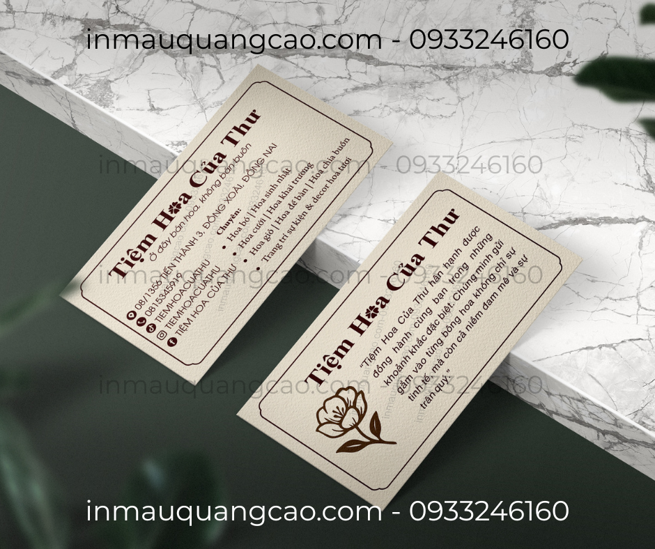 Mẫu danh thiếp tiệm hoa đẹp - in danh thiếp giá rẻ tại Vĩnh Tân Bình Dương HCM